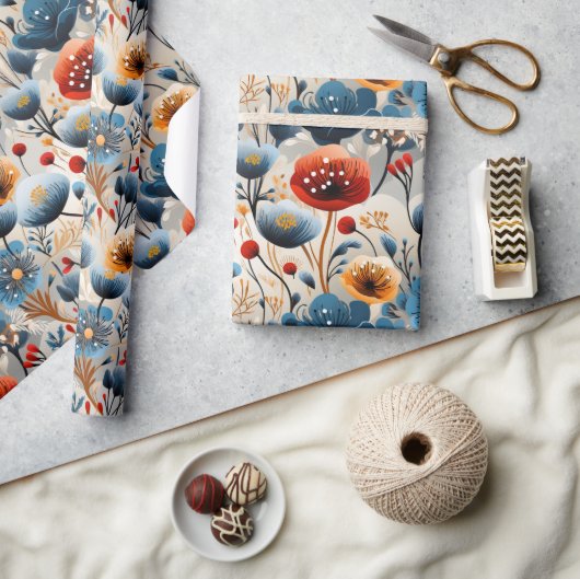 美しい野花 ラッピングペーパー (クラフト)