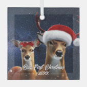 美しい金と金 ガラスオーナメント (正面)