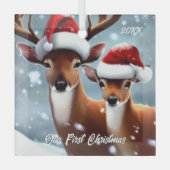 美しい金と金 ガラスオーナメント (正面)