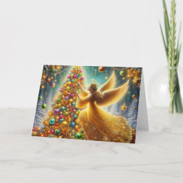 美しい金の天使のクリスマス シーズンカード