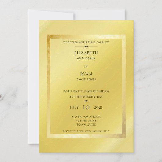 美しい金の箔,モダン結婚式招待状 招待状 (正面)