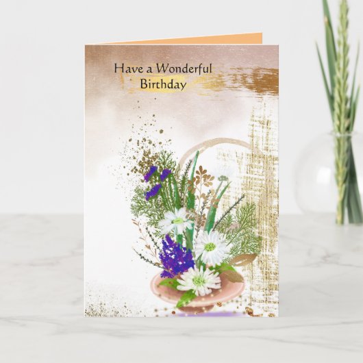 美しい金ゴールドとグリッターの誕生日カード。 カード (正面)