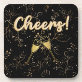 美しい金ゴールドとブラック応援ドリンク コースター (正面)