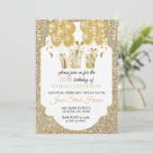 美しい金ゴールドとブラック誕生日 招待状 (スタンド正面)