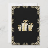 美しい金ゴールドとブラック誕生日 招待状 (裏面)
