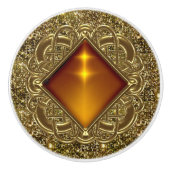 美しい金ゴールドとブロンズジュエルデザイン セラミックノブ (正面)