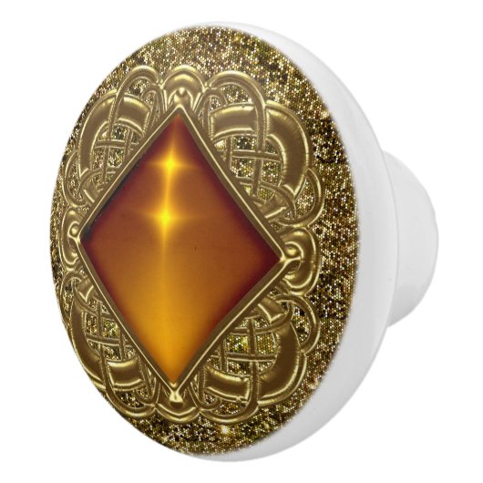 美しい金ゴールドとブロンズジュエルデザイン セラミックノブ (右)