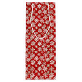 美しい金ゴールドと白い雪片 ワインギフトバッグ (裏面)