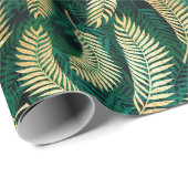 美しい金ゴールドと緑のトロピカル葉 ラッピングペーパー (ロールコーナー)