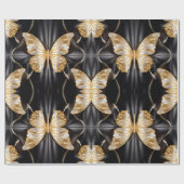 美しい金ゴールドと銀蝶 ラッピングペーパー (フラット)