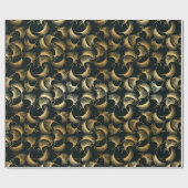 美しい金ゴールドと黒い熱帯葉の ラッピングペーパー (フラット)