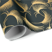 美しい金ゴールドと黒い熱帯葉の ラッピングペーパー (ロールコーナー)