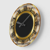 美しい金ゴールドと黒 ラージ壁時計 (傾斜)