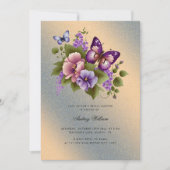 美しい金ゴールドアクセント蝶ブライダルシャワー 招待状 (正面)