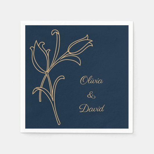 美しい金ゴールドアールデコチューリップ スタンダードカクテルナプキン (正面)