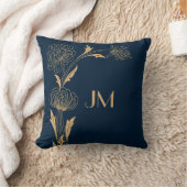 美しい金ゴールドアールデコ花 クッション (ブランケット)