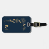 美しい金ゴールドアールデコ花 ラゲッジタグ (正面横)