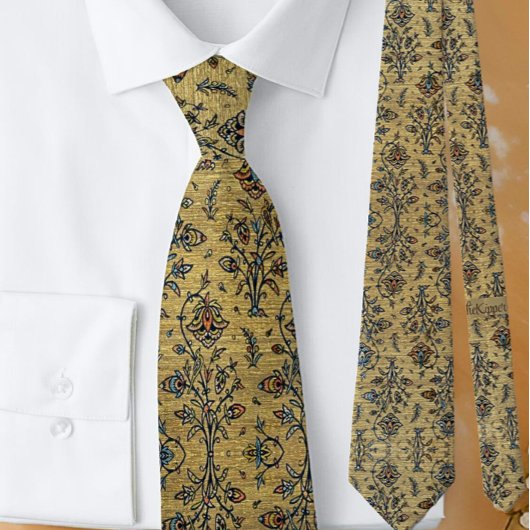 美しい金ゴールドイラン17世紀フローラルパターン ネクタイ