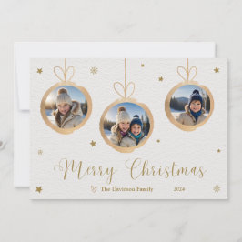 美しい金ゴールドオーナメントフラットホリデーカード シーズンカード