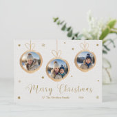 美しい金ゴールドオーナメントフラットホリデーカード シーズンカード (スタンド正面)