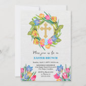 美しい金ゴールドクロスイースターエッグチューリップ 招待状 (正面)