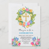 美しい金ゴールドクロスイースターエッグチューリップ 招待状 (正面)