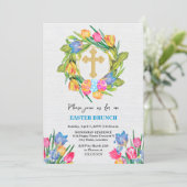 美しい金ゴールドクロスイースターエッグチューリップ 招待状 (スタンド正面)