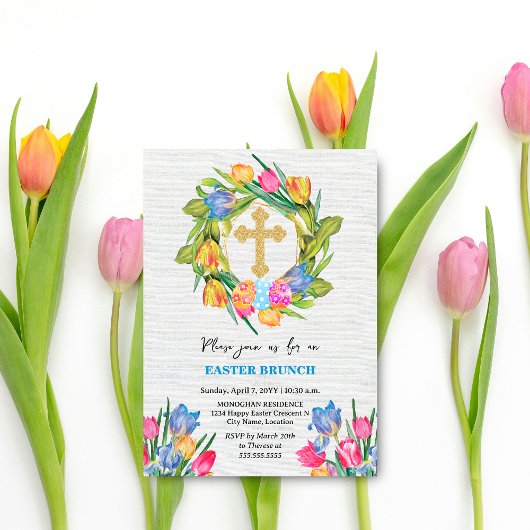 美しい金ゴールドクロスイースターエッグチューリップ 招待状