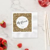 美しい金ゴールドグリッター13誕生日 縁ありカクテルナプキン (インサイチュ)