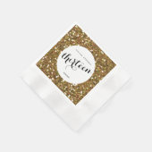 美しい金ゴールドグリッター13誕生日 縁ありカクテルナプキン (角)