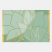 美しい金ゴールドグリーンピンクオレンジフローラルパターン ラッピングペーパーシート (正面3)