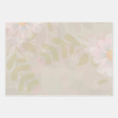 美しい金ゴールドグリーンピンクオレンジフローラルパターン ラッピングペーパーシート (正面3)