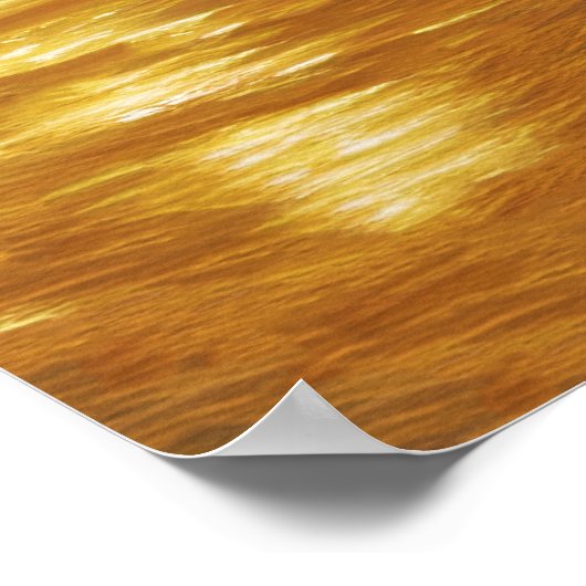 美しい金ゴールドサンセット海ビーチ植物 ポスター (角)