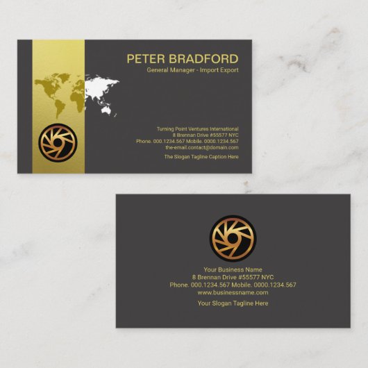 美しい金ゴールドタブグローバルディスプレイの販売マーケティング 名刺 (正面/裏面)