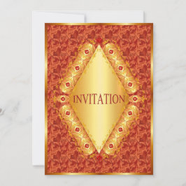 美しい金ゴールドダイヤモンドのオレンジ色の招待 招待状