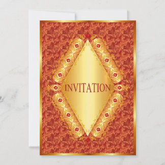 美しい金ゴールドダイヤモンドのオレンジ色の招待 招待状