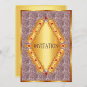 美しい金ゴールドダイヤモンドの紫色の招待 招待状 (正面/裏面)