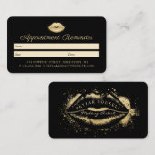 美しい金ゴールドダステッドリップブラック&金ゴールドラグジュアリー 予約カード (正面/裏面)