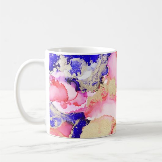 美しい金ゴールドパープルピンク抽象芸術 コーヒーマグカップ (左)