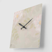 美しい金ゴールドピンクの抽象芸術フローラ スクエア壁時計 (傾斜)