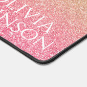 美しい金ゴールドピンクグリッター グラデーション デスクマット (コーナー)