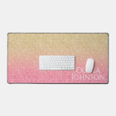 美しい金ゴールドピンクグリッター グラデーション デスクマット (キーボード&マウス)