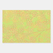 美しい金ゴールドピンクグリーンフローラ ラッピングペーパーシート (正面3)