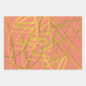 美しい金ゴールドピンクグリーンフローラ ラッピングペーパーシート (正面)