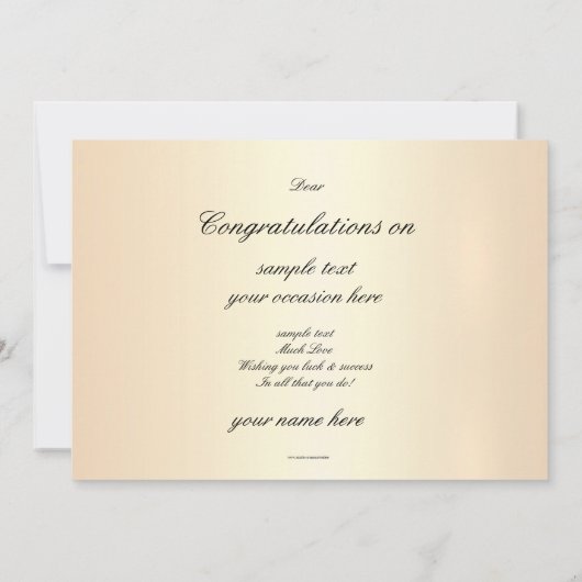 美しい金ゴールドフローラデザインおめでとう 招待状 (裏面)