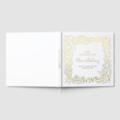 美しい金ゴールドフローラフレームバプテスマ ゲストブック (全面)