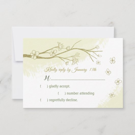 美しい金ゴールドフローラ 出欠カード (正面)