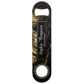 美しい金ゴールドブラックブライデスメイド結婚式の引き出物バー スピード栓抜き (正面)