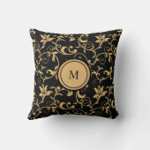 美しい金ゴールドブラック王室のダマスク装飾用クッション クッション (裏面)