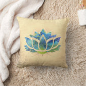 美しい金ゴールドブルーロータス、禅 クッション (ブランケット)